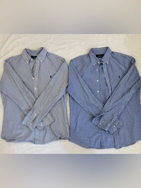 Ralph Lauren Blue Gingham Button-Down Shirt (Pair)